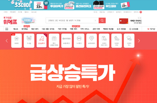 위메프는 최근 직매입상품 대신 특가상품 등 가격 경쟁력을 내세우는 마케팅 전략을 펼치고 있다. <위메프 홈페이지>
